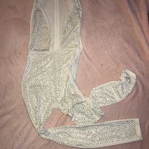 white rhinestone fashion nova jumpsuit!